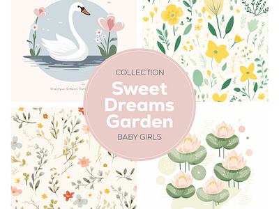 Sweet Dream Garden Baby Girl Vector Collection baby collection baby vector design graphic design illustration outdoor vector pattern trend book trend booklet typography vector vector collection watercolor