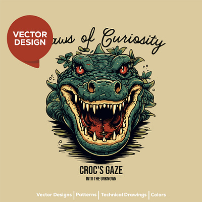 Croc’s Gaze - Vector Design for T-shirt animal vector design graphic design illustration outdoor vector t shirt design typography vector watercolor
