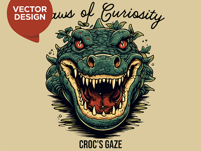 Croc’s Gaze - Vector Design for T-shirt animal vector design graphic design illustration outdoor vector t shirt design typography vector watercolor