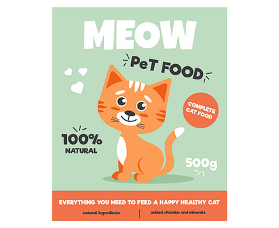 Pet food label. branding cat cute cat food graphic design label pet sweet cat vector illustration
