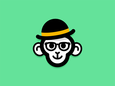 Monkey Hat ape avatar branding cartoon character chimp design elegant face flat funny hat icon illustration logo mascot minimal monkey smile vector