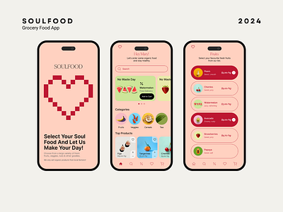Soulfood Grocery Food App appdesign appui foodapp foodappui graphic design groceryapp logo ui userexperience userinterface ux uxui
