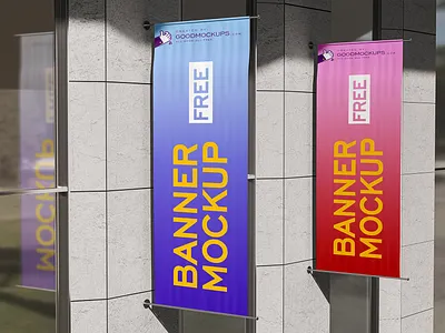 Free Outdoor Advertising Dual Vertical Banner Mockup banner banner mockup download free free mockup free mockup psd freebie mockup psd outdoor mockup outdoor mockup psd psd psd mockup