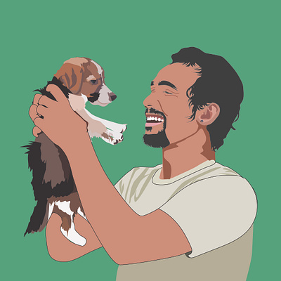 Man and his dog adobe illustrator flat illustration graphic design illustration vector