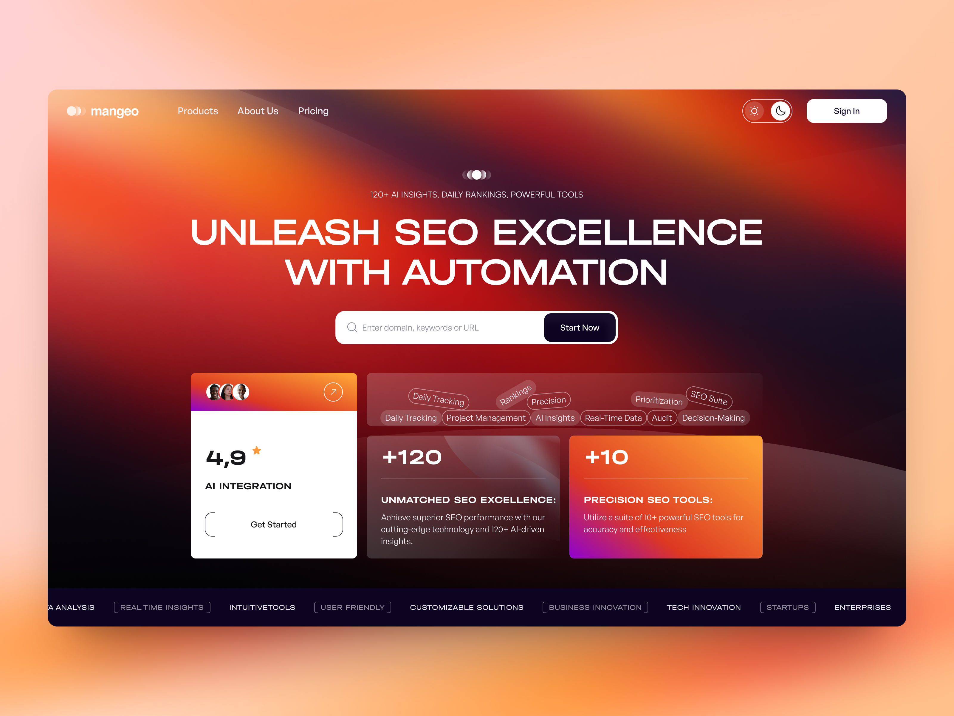 Mangeo - AI SaaS Website ai arounda chart data design platform product design saas ui uiux user experience user interface userinterface ux web web app design web design web platform website website design