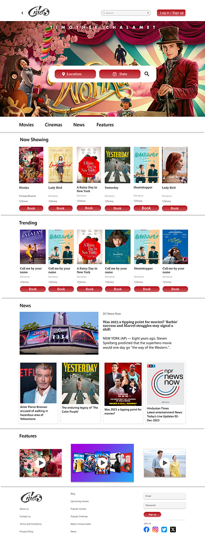Movie Ticket Ordering website ui