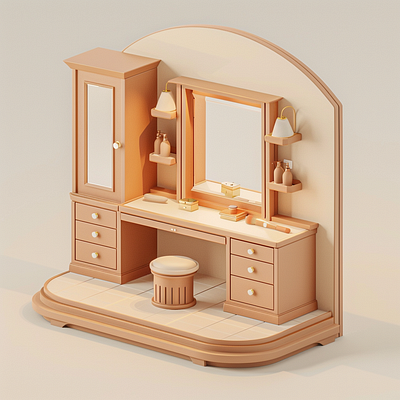 💄Make-up Room 3d dressing isometric make up room minimal