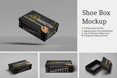 Shoe Box Mockup blank box closed container design empty gift mockup object pack present product shoe box mockup template white
