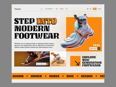 Shoe Store Modern Website UI Design ecommerce landing page shopify startup ui ui design web store website