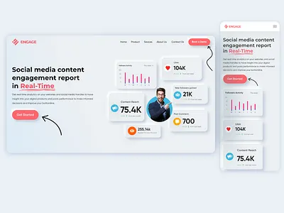 Social Media Content Analytics app design branding clean design dribbble figma food graphic design hero section interface ios landing page landingpage pop trending ui ux uxdesign web design website