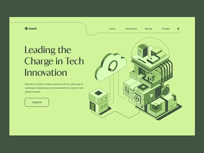 Tech website illustration ai connection future green illustration innovation system tech technology ui ux website