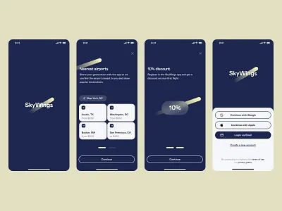 SkyWings - Airline Mobile app airlines login mobile app onboarding registration sign in sign up splash screen travel app ui ui design ux ux design welcome screen