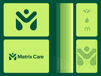 Matrix Care adobe illustrator app brand branding graphic design health health data leaf letter m logo design logo designer logo maker m m logo mental health nature ux