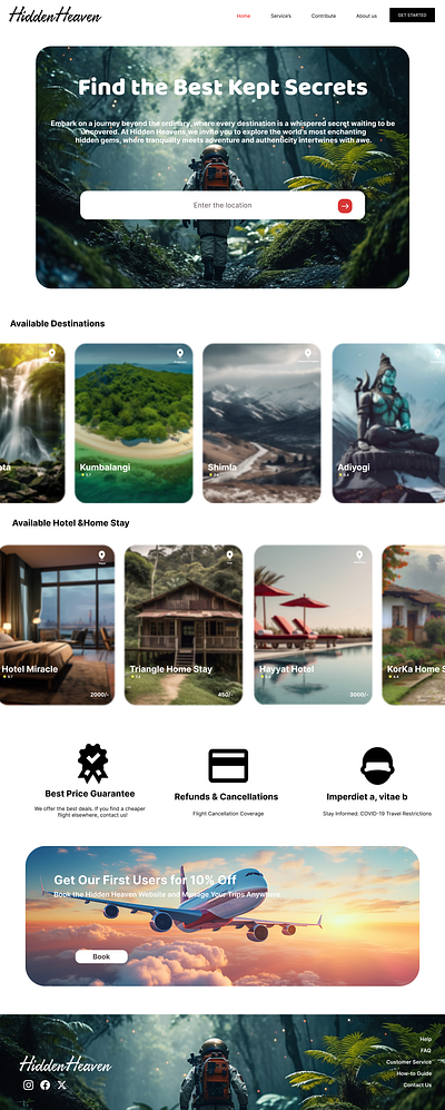 Hidden Heavens🌍💎 desgin figma grap graphic design logo travel ui webpage