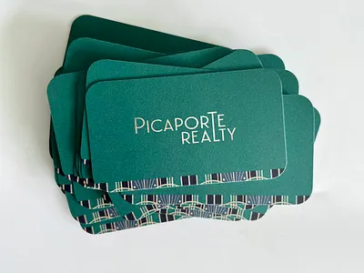 PICAPORTE REALTY BUSINESS CARDS artdeco brand brand identity branding design graphic design green identity illustration inspiration logo real estate realtor realtorlogo realty