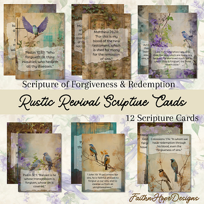 Rustic Revival Scripture Cards bible journaling bible study clip art collage art design ephemera graphic design illustration