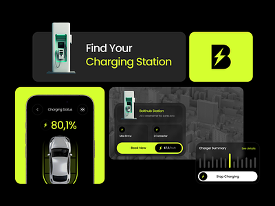 BoltHub - EV Charging Station branding graphic design logo ui