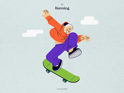 Illustration 05 - Skateboarding drawing illustration
