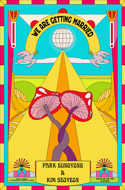 wedding invitation color graphic design illustration khruangbin music poster posterdesign psychedelic