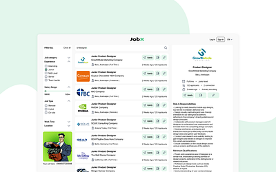 Job Listing or Hiring Page dailyui design desktop page job listing or hiring page or hiring page ui uidesign ux website