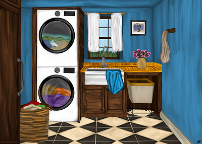 Laundry Room art digital illustration drawing illustration painting