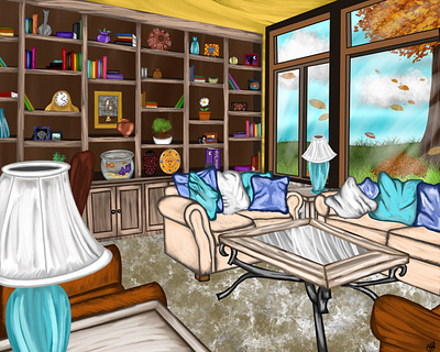 Living Room art digital illustration drawing illustration painting