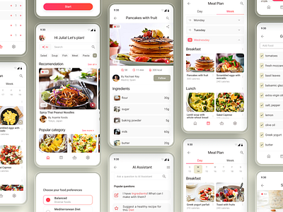 Meal planning app app design app graphic design grocery list meal planner meap planning prototype recipe ui user expierence ux ui