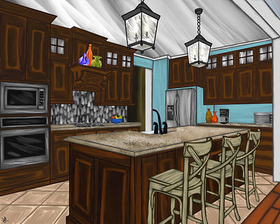 Kitchen art design digital illustration drawing illustration painting