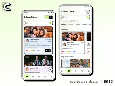 012 | blue branding design clean interface color pops figma app figma design modern ui social network app ui ui design uicreativeagency uidesigninspiration ux design yellow