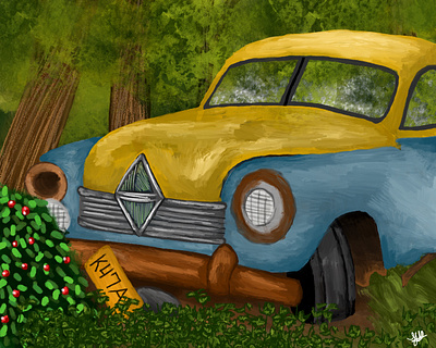 Vintage Car art car digital illustration drawing illustration painting