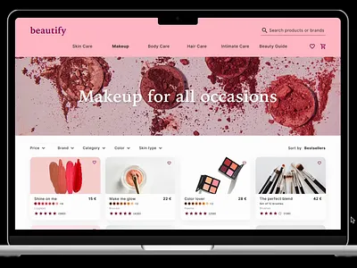 Category page on e-commerce site Beautify dailyui dailyui012