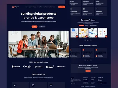 Creative Agency Landing Page agency landing page branding case study creative agency dark mood dark website design digital agency figma designer graphic design hero section illustration landing page logo marketing design ui ui ux web design web ui website