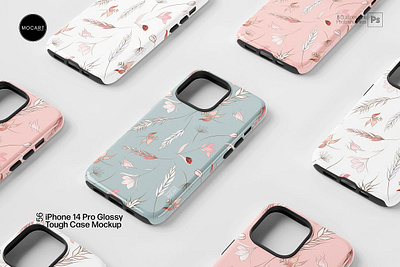 iPhone 14 Pro Glossy Case Mockup Set bumper case case design mock up glossy glossy case iphone 13pro iphone 14pro iphone case mockup iphone mockup mocart phone case phone case mockup print on demand template tough case mockup