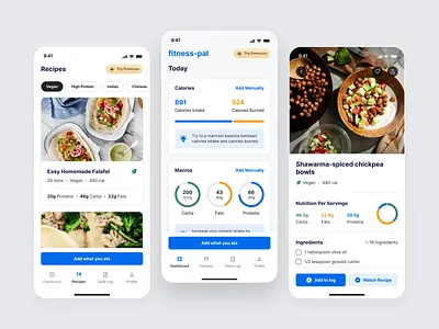 Diet planning app app ui design calorie counter calories calories tracker app clean dailyui diet planning app digital fitness food app health care healthy interaction mobile app nutrition app recipe redesign simple simplified ui ui design
