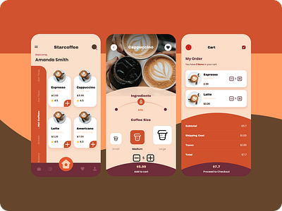 Coffee App UI Design app app design design design trends figma mobile uiux design prototyping ui ui ux uiux user experience user experience design user interface user interface design ux web design wireframing