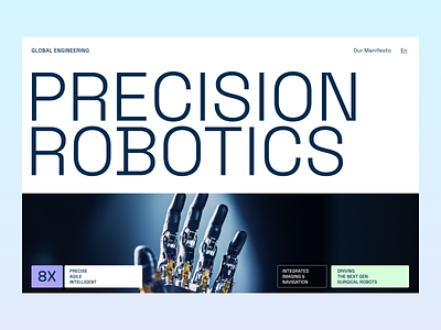 Robotics Landing Page Design @ Flagship bionic arm figma healthtech landing page precision prosthetics robotics robotics landing page robotics surgery ui uiux ux web design