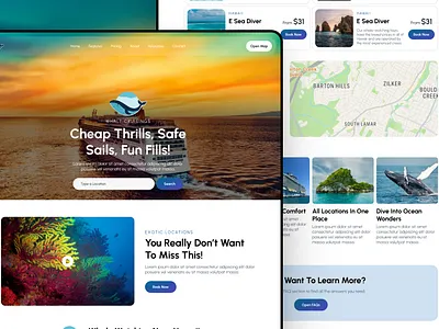 Landing page Web design | Whale Cruising app app design design figma inspiration ios app sea travel ui ui design ui ux web web design website