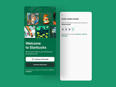 Starbucks App • Redesign Mobile App • #Exploration app clean design clean ui coffee app coffeeshop design login design login page onboarding design redesign starbucks app starbucks redesign ui ui design ui ux ux verify