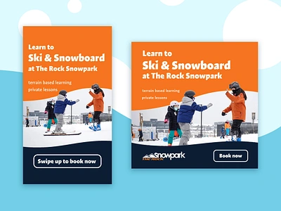 Ski & Snowboard Lesson Meta Ads ad ads graphic design illustration meta ski snowboard social media teach ui