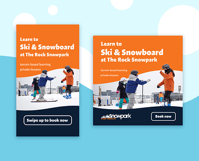 Ski & Snowboard Lesson Meta Ads ad ads graphic design illustration meta ski snowboard social media teach ui