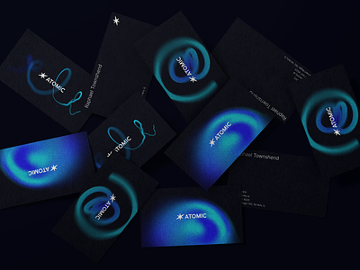 Atomic AI Business Cards ai atom atomic blue brand identity branding business cards dark gradient print