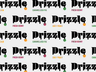 Drizzle Packaging brand identity branding caramelized drip fig fresh graphic design green juicy label design logo mark orange packaging peach raspberry red sauce symbol