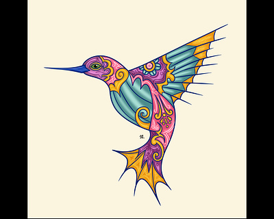 Stylized Hummingbird art bird design digital illustration drawing illustration painting