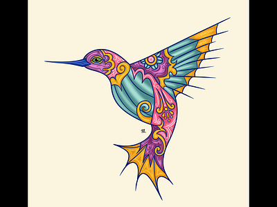 Stylized Hummingbird art bird design digital illustration drawing illustration painting