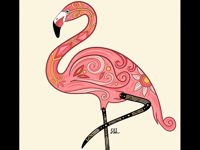 Stylized Flamingo art bird design digital illustration drawing illustration painting