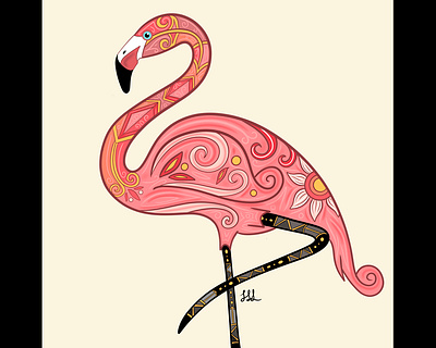 Stylized Flamingo art bird design digital illustration drawing illustration painting