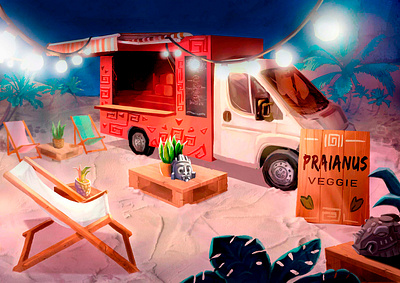 Praianus Food Truck 2d concept design digital illustration logo