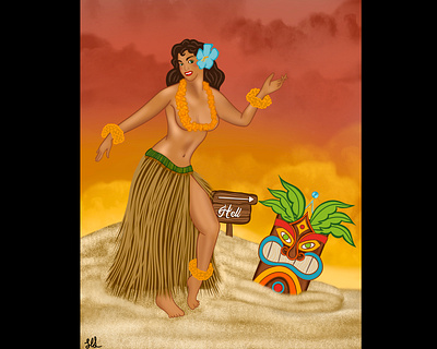 Hula Hell art design digital illustration drawing illustration painting