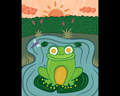 Froggy Pond art design digital illustration drawing frog illustration painting