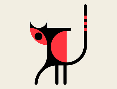 Catskill abstract black cat design geometric illustration messymod minimalism red trufcreative vector